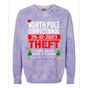 North Pole Correctional Theft Caught Eating SantaS Cookies Cute Gift Colorblast Crewneck Sweatshirt