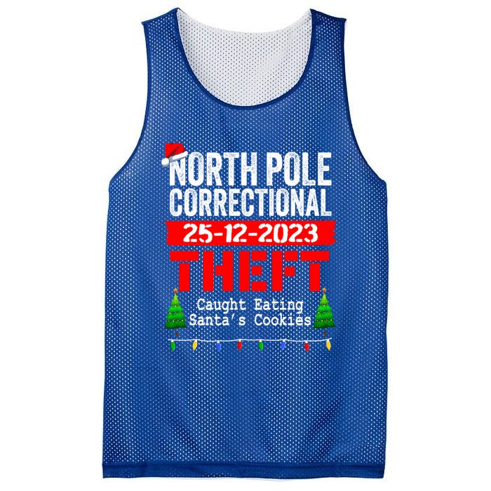 North Pole Correctional Theft Caught Eating SantaS Cookies Cute Gift Mesh Reversible Basketball Jersey Tank