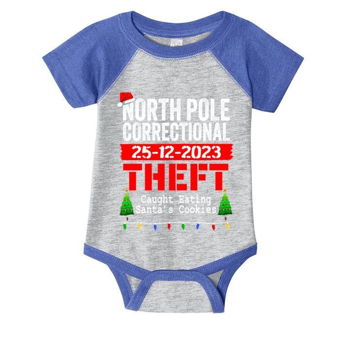 North Pole Correctional Theft Caught Eating SantaS Cookies Cute Gift Infant Baby Jersey Bodysuit