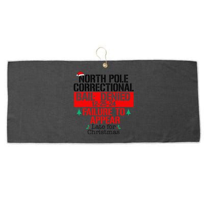 North Pole Correctional Failure To Appear Late For Christmas Large Microfiber Waffle Golf Towel