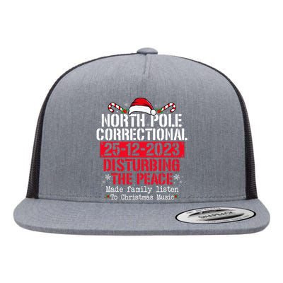 North Pole Correctional Disturbing Peace Family Christmas Flat Bill Trucker Hat