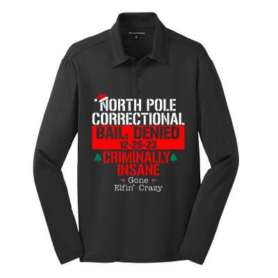 North Pole Correctional Bail Denied Criminally Insane Gone Silk Touch Performance Long Sleeve Polo