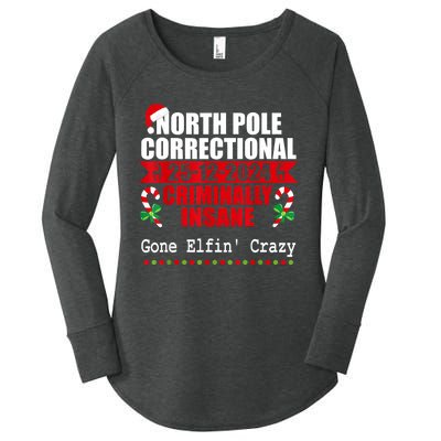 North Pole Correctional Christmas Criminally Insane Gone Elf Women's Perfect Tri Tunic Long Sleeve Shirt