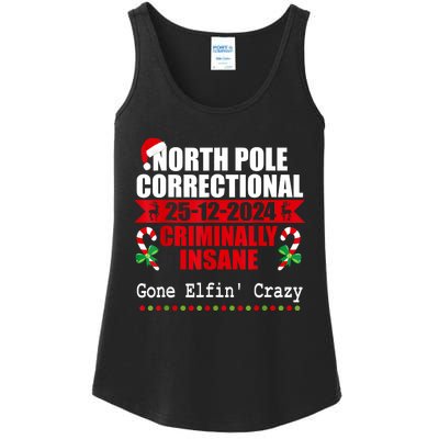 North Pole Correctional Christmas Criminally Insane Gone Elf Ladies Essential Tank