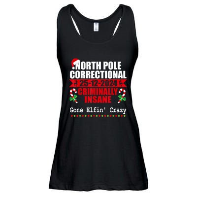 North Pole Correctional Christmas Criminally Insane Gone Elf Ladies Essential Flowy Tank