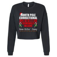 North Pole Correctional Christmas Criminally Insane Gone Elf Cropped Pullover Crew