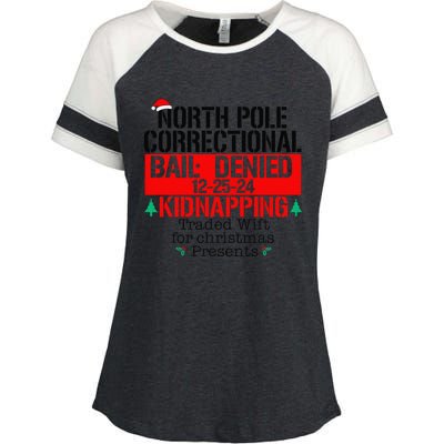 North Pole Correctional Kidnapping Traded Wift For Christmas Enza Ladies Jersey Colorblock Tee