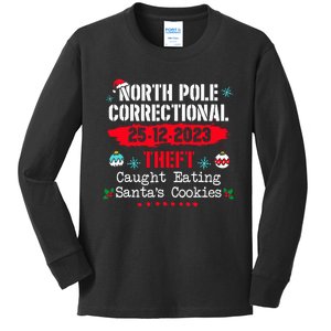 North Pole Correctional Theft Caught Eating Santa's Cookies Kids Long Sleeve Shirt