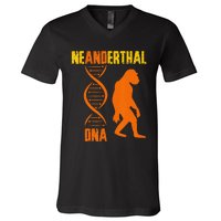 Neanderthal Primate Cave DNA Genetics Paleoanthropology V-Neck T-Shirt