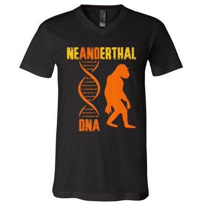 Neanderthal Primate Cave DNA Genetics Paleoanthropology V-Neck T-Shirt