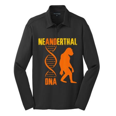 Neanderthal Primate Cave DNA Genetics Paleoanthropology Silk Touch Performance Long Sleeve Polo