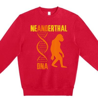 Neanderthal Primate Cave DNA Genetics Paleoanthropology Premium Crewneck Sweatshirt