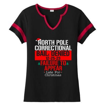 North Pole Correctional Bail Denied Failure To Appear Ladies Halftime Notch Neck Tee