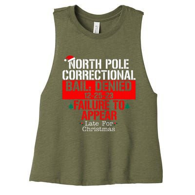 North Pole Correctional Bail Denied Failure To Appear Women's Racerback Cropped Tank