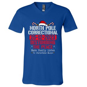 North Pole Correctional Disturbing Peace Family Christmas V-Neck T-Shirt