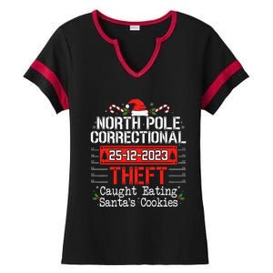 North Pole Correctional Theft Fun Matching Family Christmas Ladies Halftime Notch Neck Tee