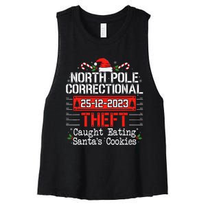 North Pole Correctional Theft Fun Matching Family Christmas Women's Racerback Cropped Tank