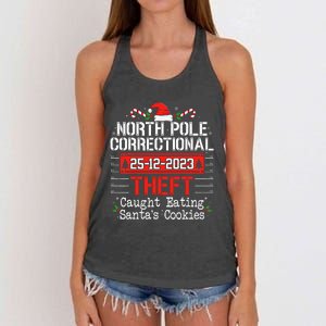 North Pole Correctional Theft Fun Matching Family Christmas Women's Knotted Racerback Tank