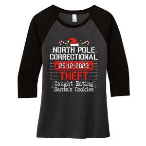 North Pole Correctional Theft Fun Matching Family Christmas Women's Tri-Blend 3/4-Sleeve Raglan Shirt