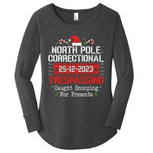 North Pole Correctional Trespassing Family Christmas Funny Women's Perfect Tri Tunic Long Sleeve Shirt