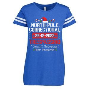 North Pole Correctional Trespassing Family Christmas Funny Enza Ladies Jersey Football T-Shirt