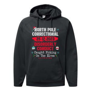 North Pole Correctional Disorderly Conduct Caught Elves Xmas Performance Fleece Hoodie