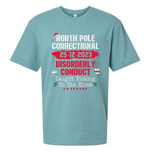 North Pole Correctional Disorderly Conduct Caught Elves Xmas Sueded Cloud Jersey T-Shirt