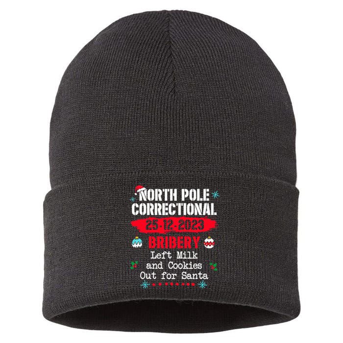 North Pole Correctional Bribery left milk cookies for santa Sustainable Knit Beanie