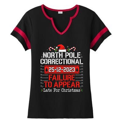 North Pole Correctional Failure To Appear Family Christmas Ladies Halftime Notch Neck Tee