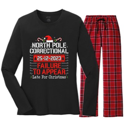 North Pole Correctional Failure To Appear Family Christmas Women's Long Sleeve Flannel Pajama Set 