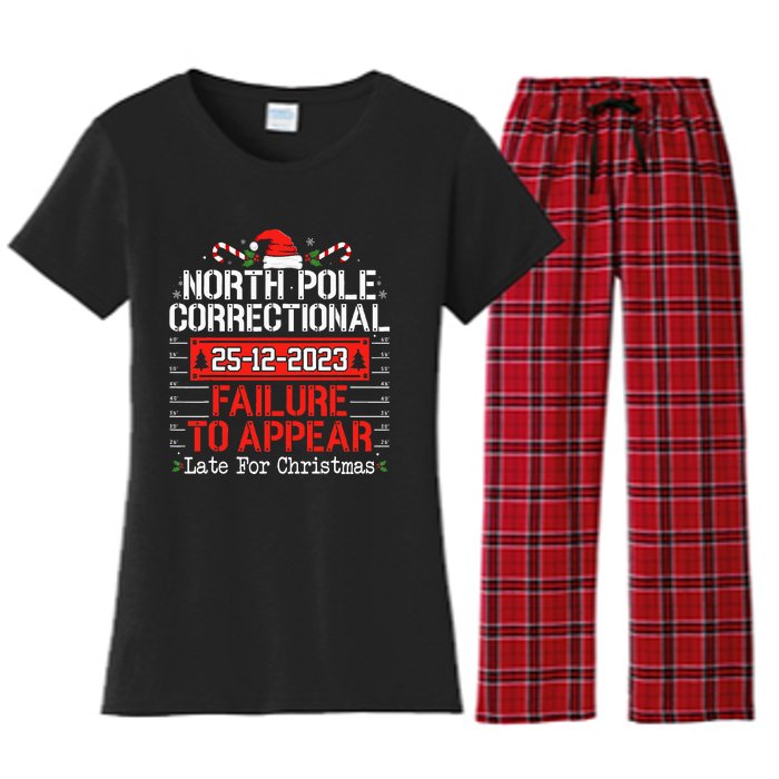 North Pole Correctional Failure To Appear Family Christmas Women's Flannel Pajama Set