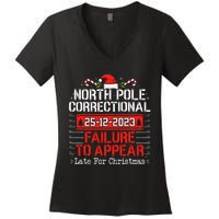 North Pole Correctional Failure To Appear Family Christmas Women's V-Neck T-Shirt