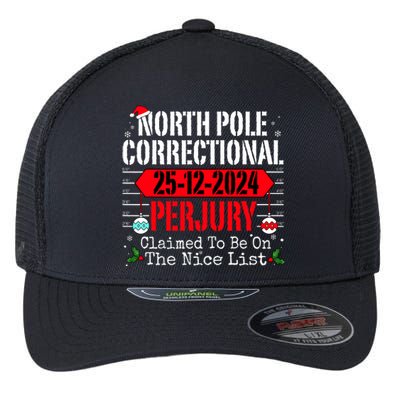 North Pole Correctional Perjury Christmas Holiday Pajamas Flexfit Unipanel Trucker Cap