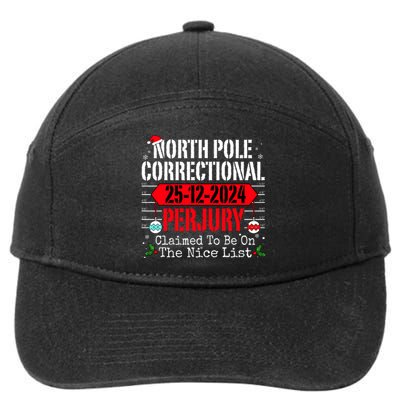 North Pole Correctional Perjury Christmas Holiday Pajamas 7-Panel Snapback Hat