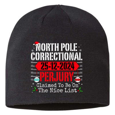 North Pole Correctional Perjury Christmas Holiday Pajamas Sustainable Beanie