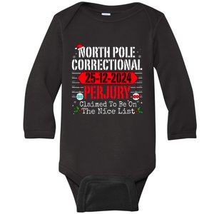 North Pole Correctional Perjury Christmas Holiday Pajamas Baby Long Sleeve Bodysuit