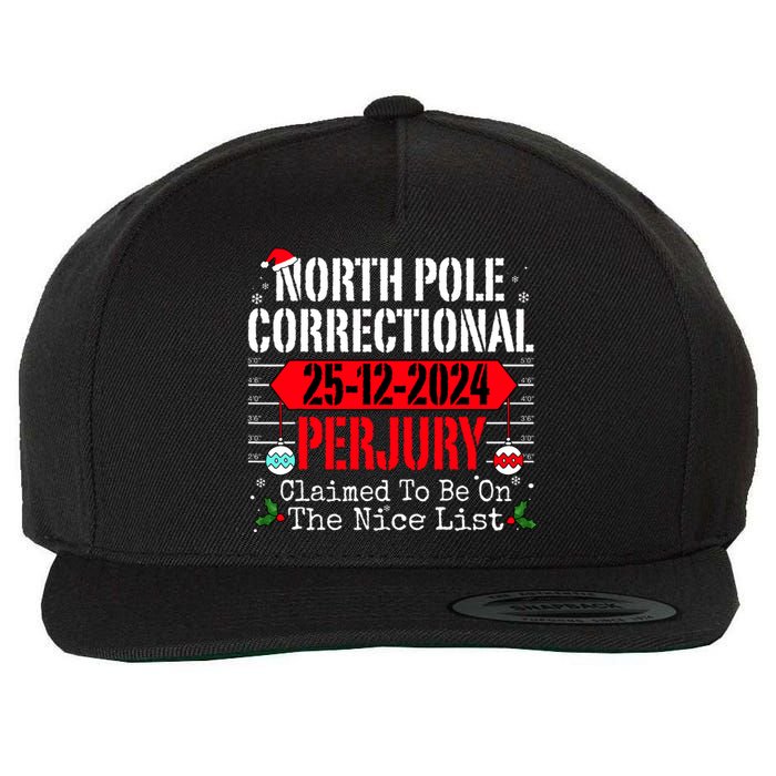 North Pole Correctional Perjury Christmas Holiday Pajamas Wool Snapback Cap