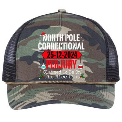 North Pole Correctional Perjury Christmas Holiday Pajamas Retro Rope Trucker Hat Cap