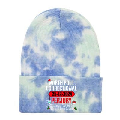 North Pole Correctional Perjury Christmas Holiday Pajamas Tie Dye 12in Knit Beanie