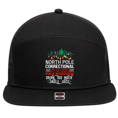 North Pole Correctional Public Intoxication Family Christmas 7 Panel Mesh Trucker Snapback Hat