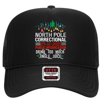 North Pole Correctional Public Intoxication Family Christmas High Crown Mesh Back Trucker Hat