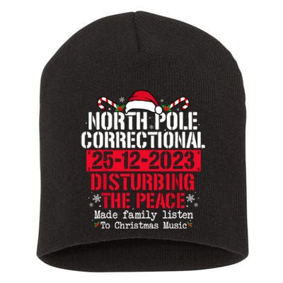 North Pole Correctional Disturbing Peace Family Christmas Short Acrylic Beanie