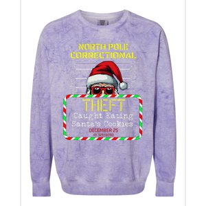 North Pole Correctional Theft Funny Santa Christmas Pajamas Colorblast Crewneck Sweatshirt