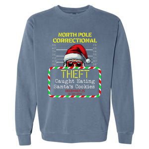 North Pole Correctional Theft Funny Santa Christmas Pajamas Garment-Dyed Sweatshirt