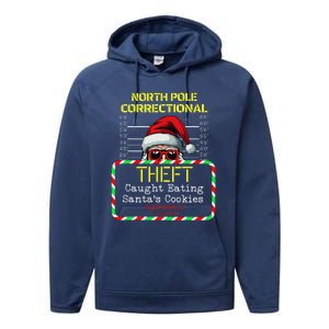 North Pole Correctional Theft Funny Santa Christmas Pajamas Performance Fleece Hoodie