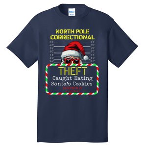 North Pole Correctional Theft Funny Santa Christmas Pajamas Tall T-Shirt