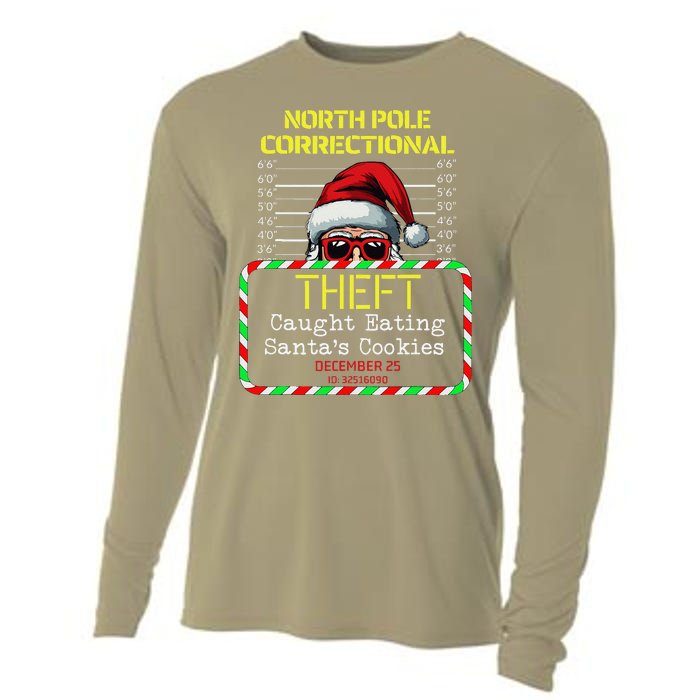 North Pole Correctional Theft Funny Santa Christmas Pajamas Cooling Performance Long Sleeve Crew