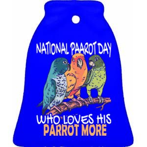 National Parrot Day Cockatiel Bird Tropical Parrots Gift Ceramic Bell Ornament