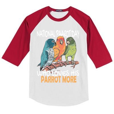 National Parrot Day Cockatiel Bird Tropical Parrots Gift Kids Colorblock Raglan Jersey