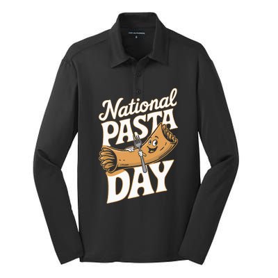 National Pasta Day Lovers Design For Foodies Food Lover Silk Touch Performance Long Sleeve Polo